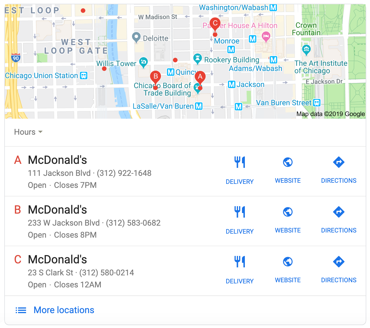 Google Local Results Response